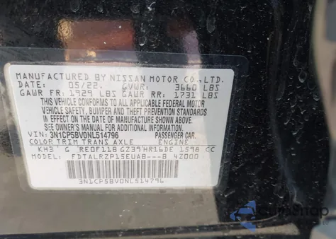 2022 Nissan Kicks S Xtronic Cvt из США, поврежденный, VIN 3N1CP5BV0NL514796